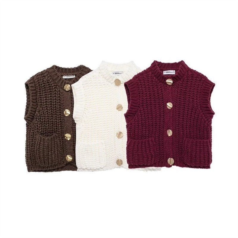 Women's Button Thick Knitted Short Cardigan