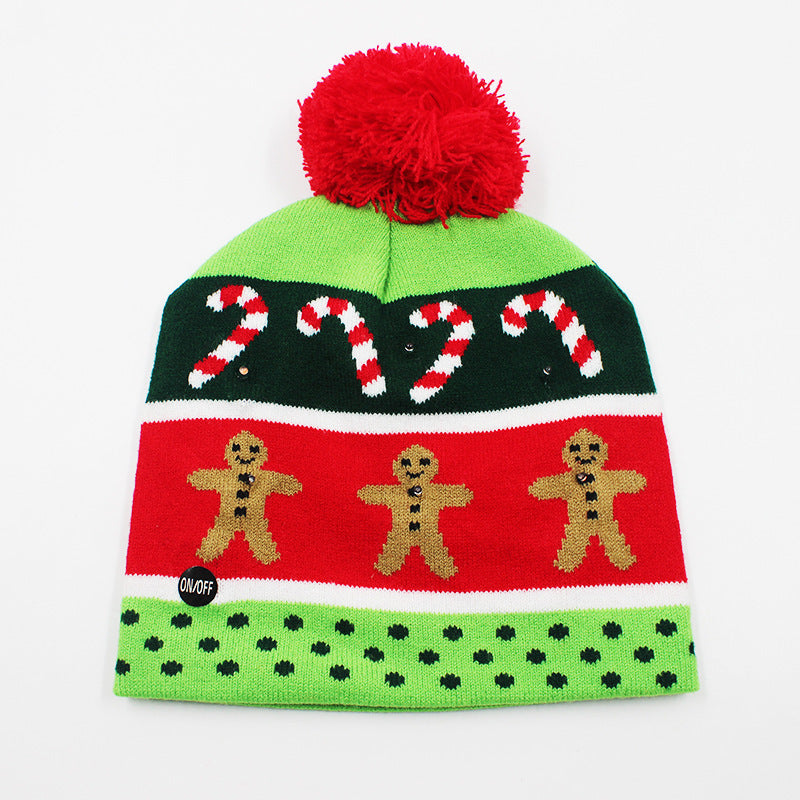 Holiday Party Christmas LED Luminous Knitted Jacquard Knitted Hat