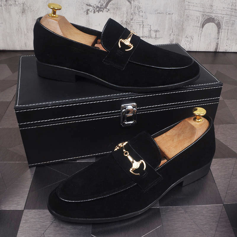 Men's Breathable Genuine Leather Slip-on Trendy Beanie Shoes Light Luxury Suede Leather Lazy Shoes