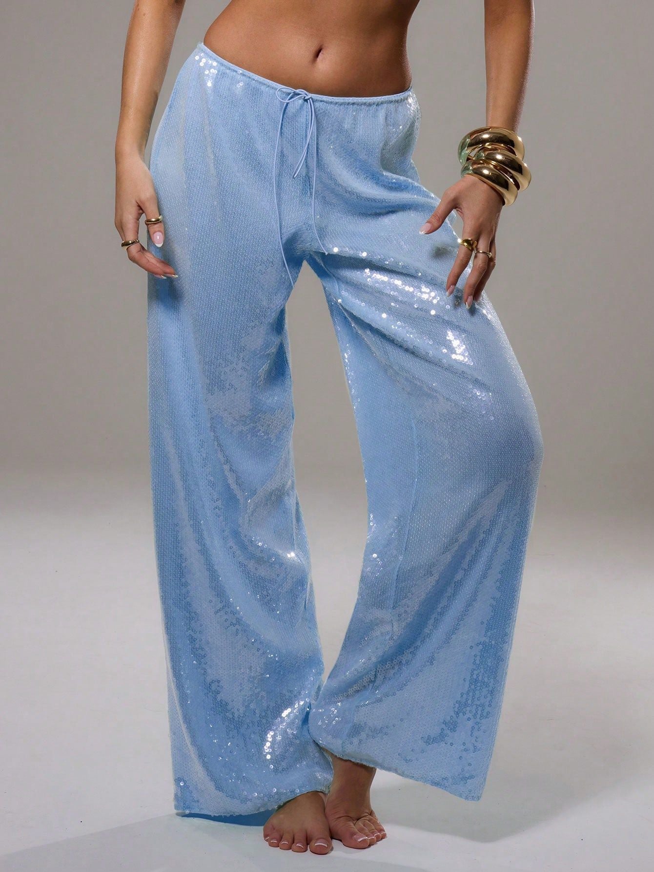 Casual Women's Clothing Loose Sequins Slim Trousers