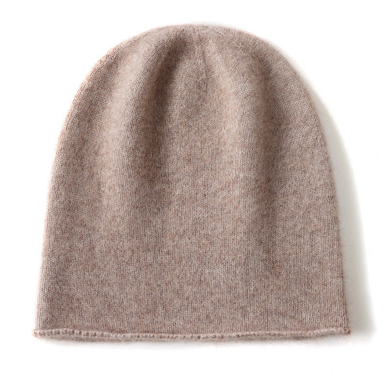 Cashmere Hat For Women Curled Brim Knitted Hat