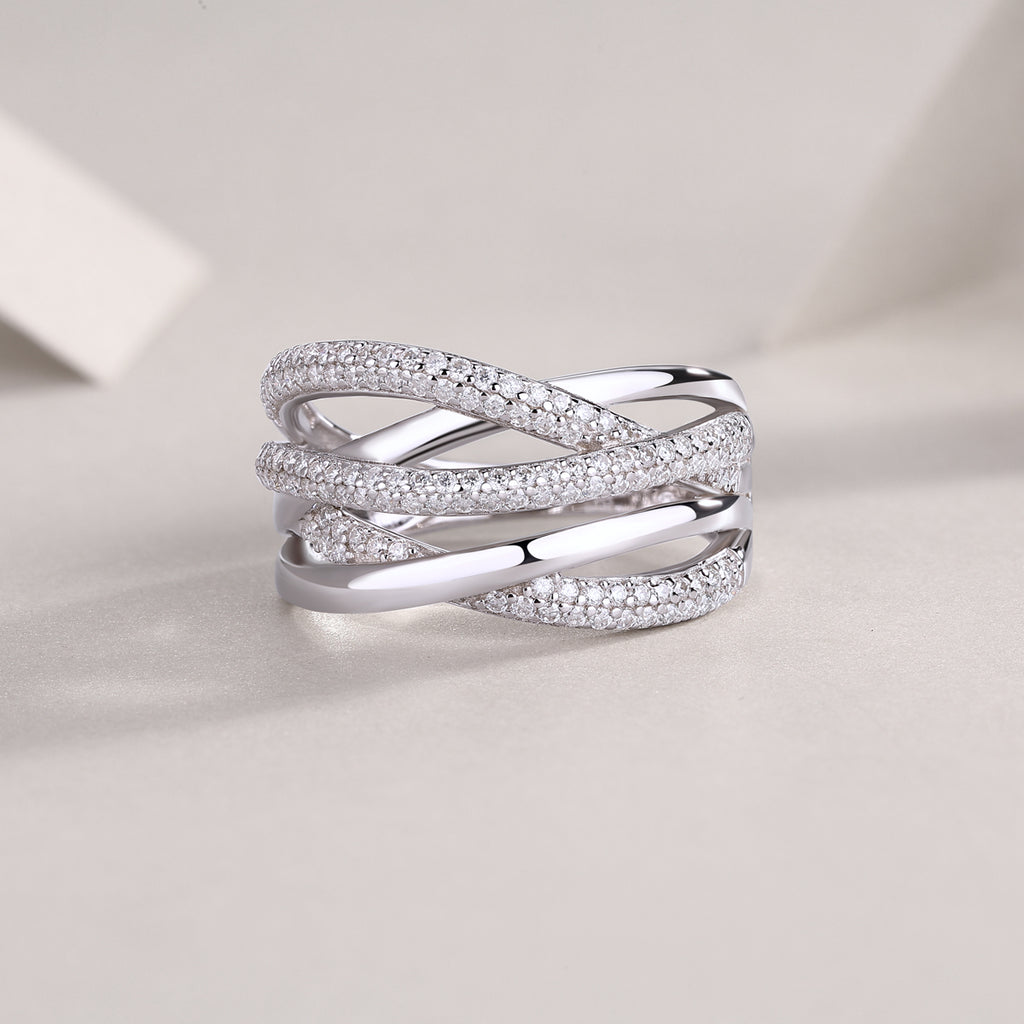 1Brilliant Interweaving - A Fashionable And Luxurious Jewelry Accessory Set With Moissanite S925 Sterling Silver And Platinum-plated Diamond Prohibit TikTok sales