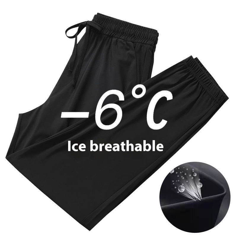 Ice Silk Pants Thin Breathable Ankle-tied Loose