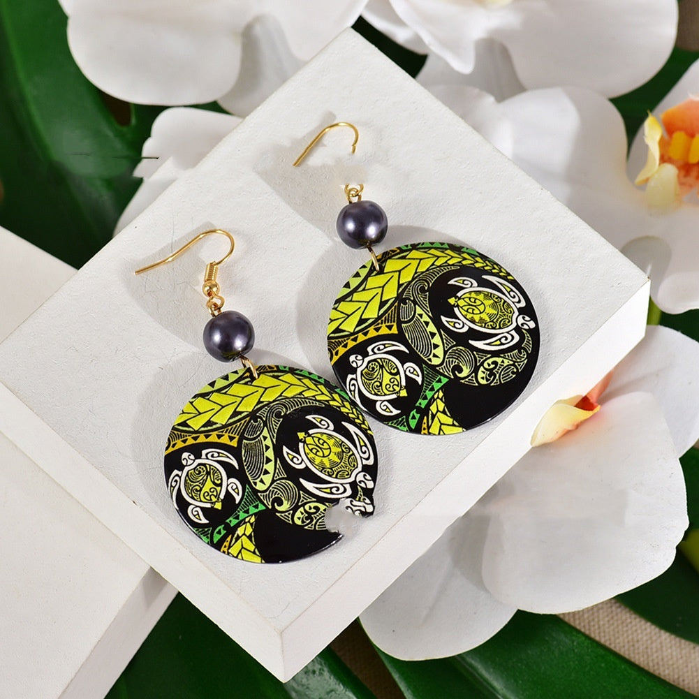European And American Fashion Bohemian Earrings Acrylic Geometric Round