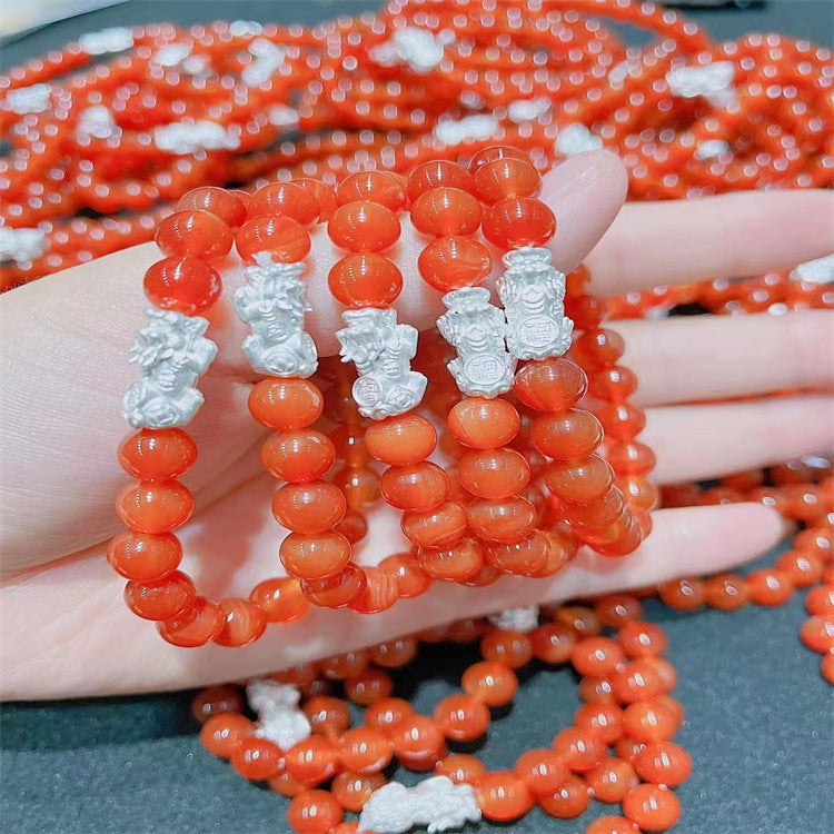 Women's Natural Crystal Stone Powder Cat Eye Bracelet