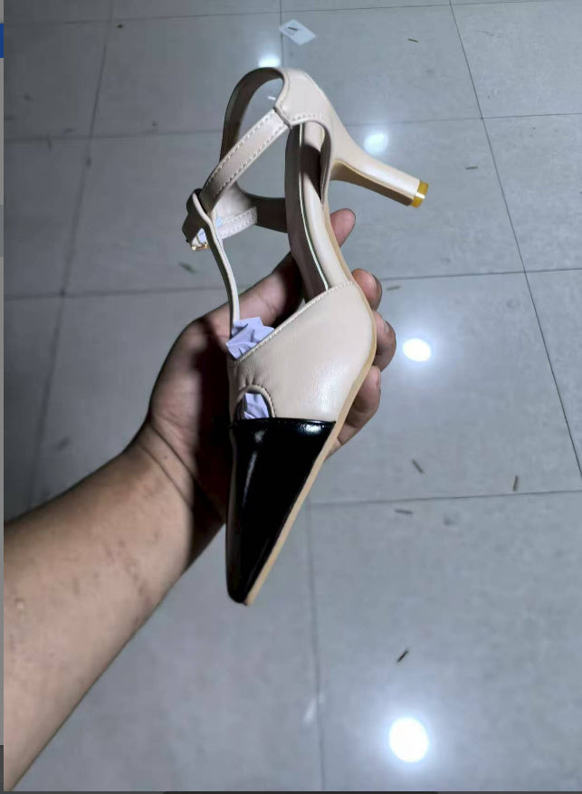 Summer High Heel Fashion Color Matching Buckle Sandals