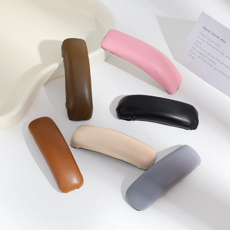 Leather Barrettes Pleated Solid Color Simple Temperamental All-match