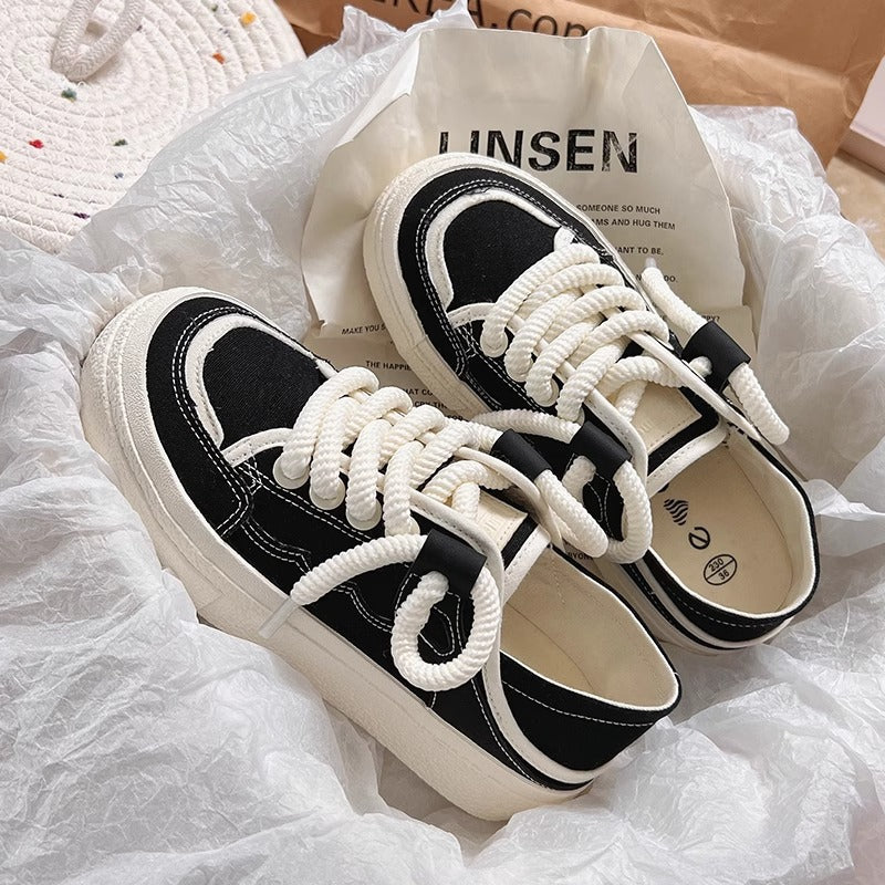 Platform Canvas White Shoes Casual Sports