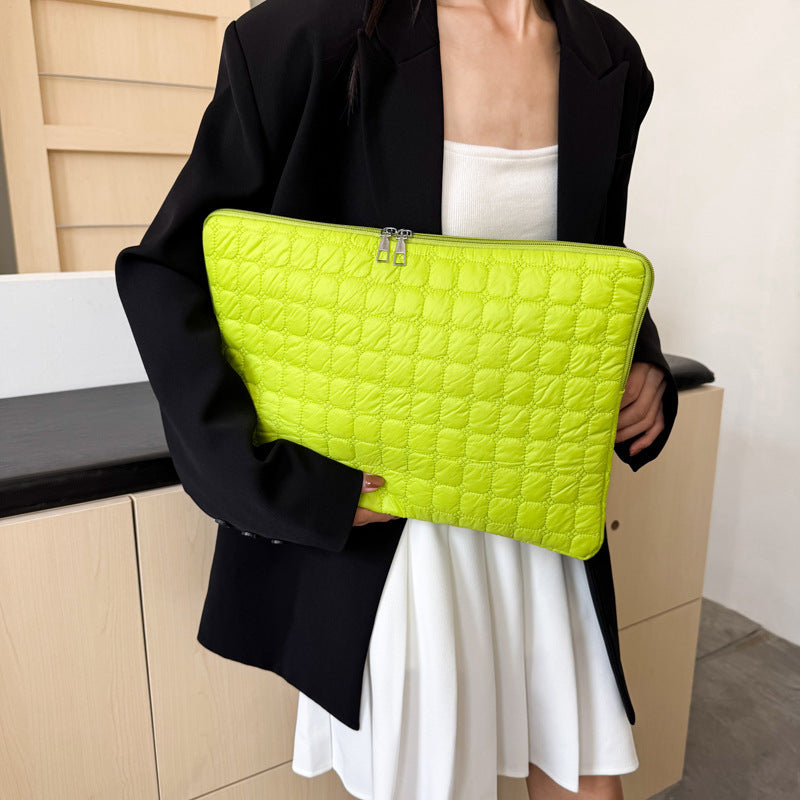 Solid Color Cloud Cotton Pleated Plaid Casual Simple Flat Storage Bag