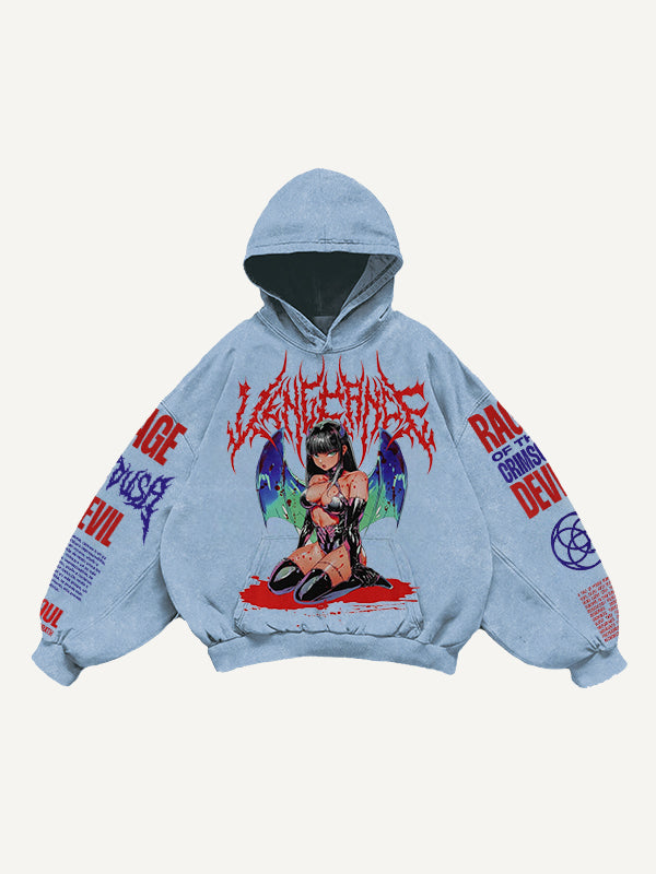 Men's Printed Hooded Loose Retro Sweatshirt