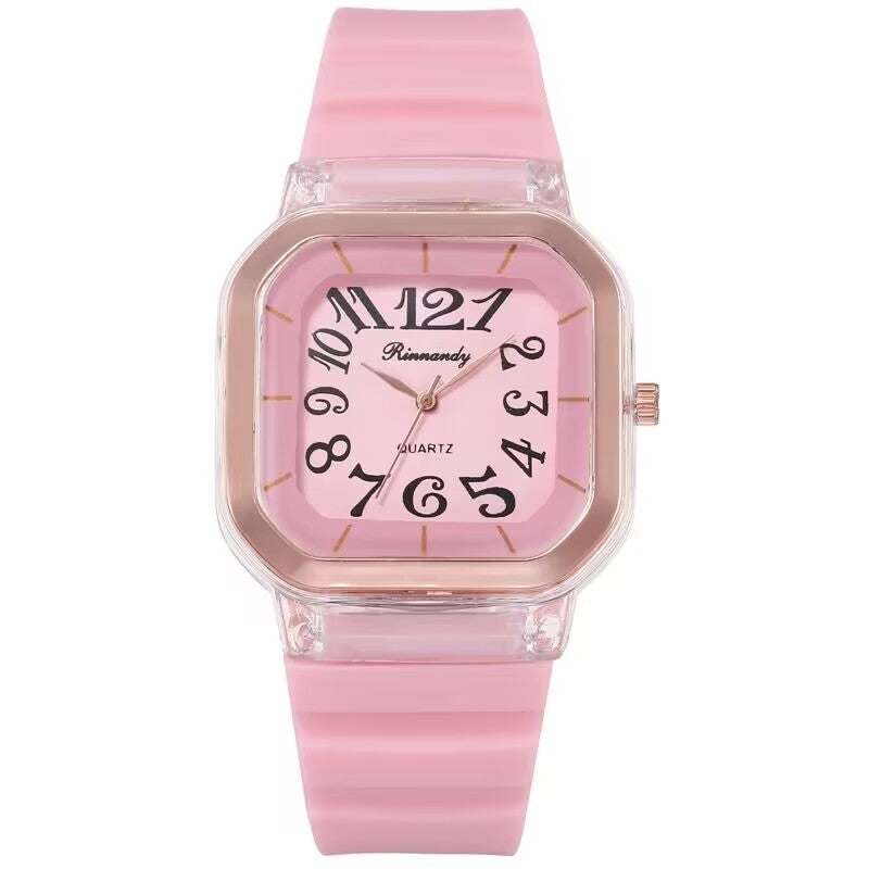 Simple Casual Men's Silicone Watch Square Number