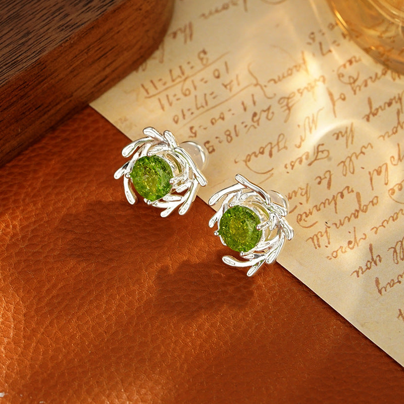 Retro Green Light Luxury All-match Fashion Simple Earrings