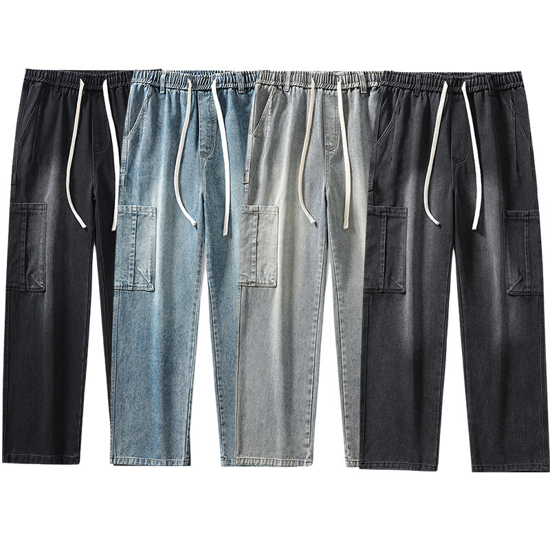 Retro Washed Big Workwear With Pocket Jeans For Men