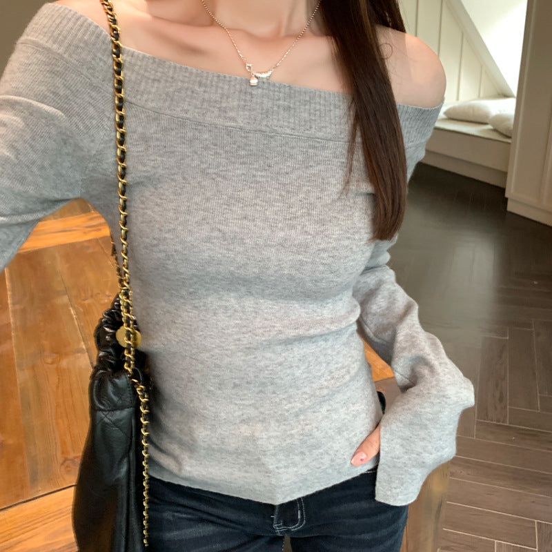 Women's Slanted-shoulder Knit Bottoming Shirt