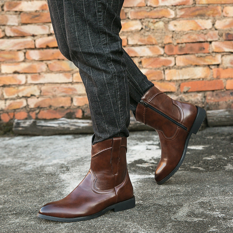 Retro High-top Leather Shoes Ankle Boots Casual