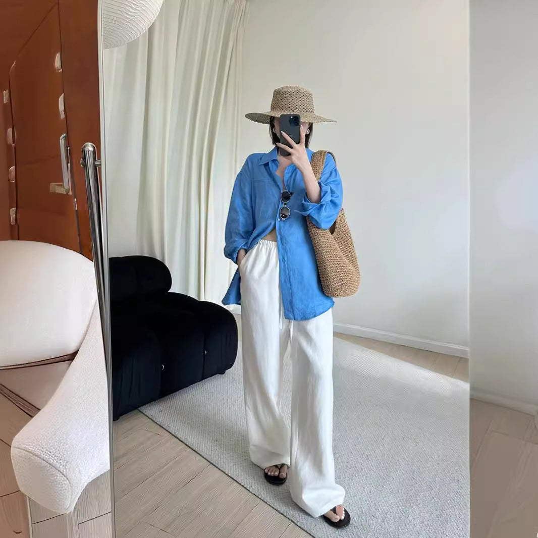 Loose Tencel Linen Wide-leg Pants