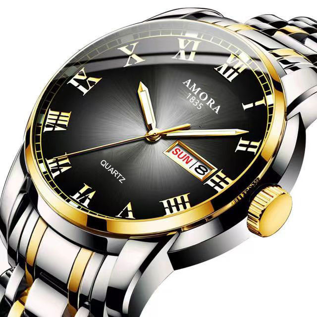 New Men's Watch Steel Belt Quartz Watch Men's Watch Waterproof Luminous