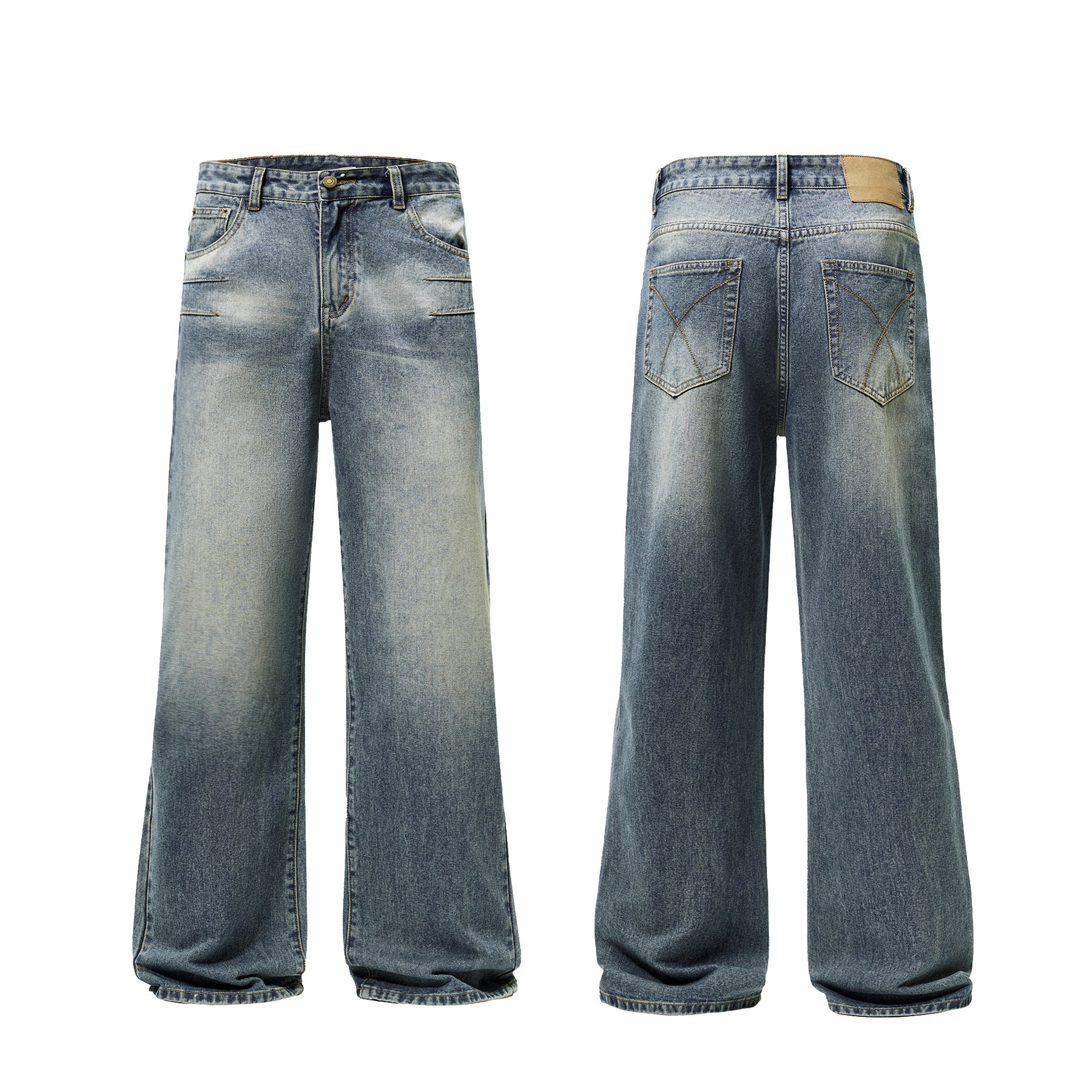 New Fall Winter American-style Cleanfit Washed Blue Jeans