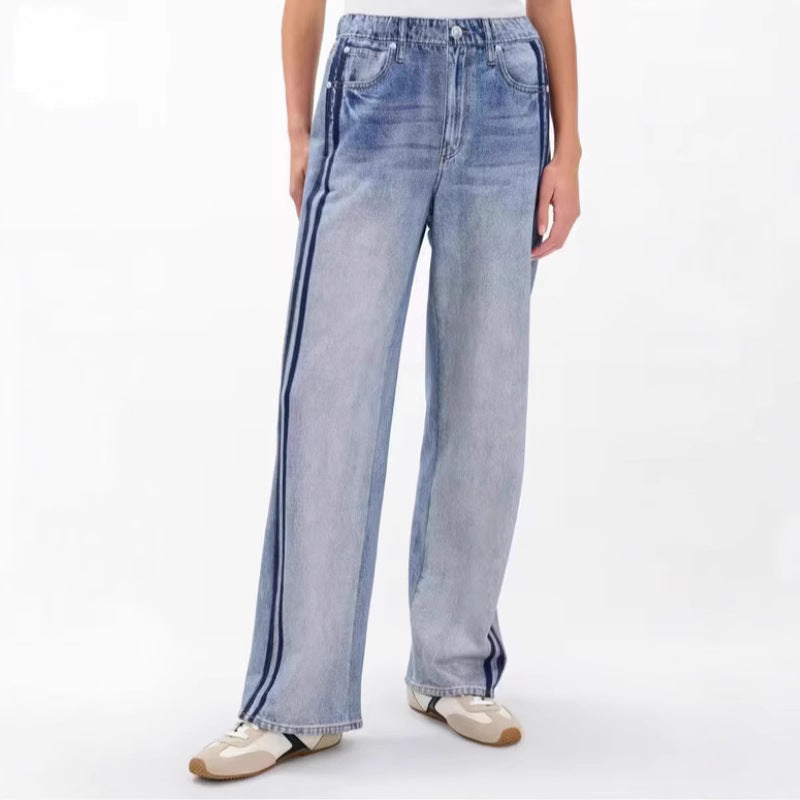 Womens Straight-leg Casual Jeans With An Elastic Waist