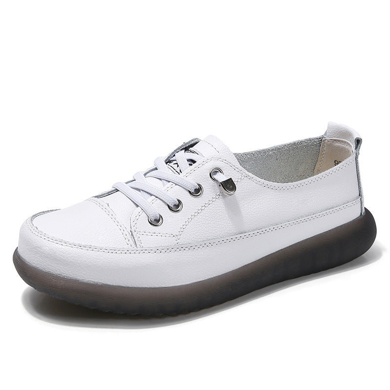 Women's Fashionable Casual Soft Bottom Leather Low-cut Sneakers