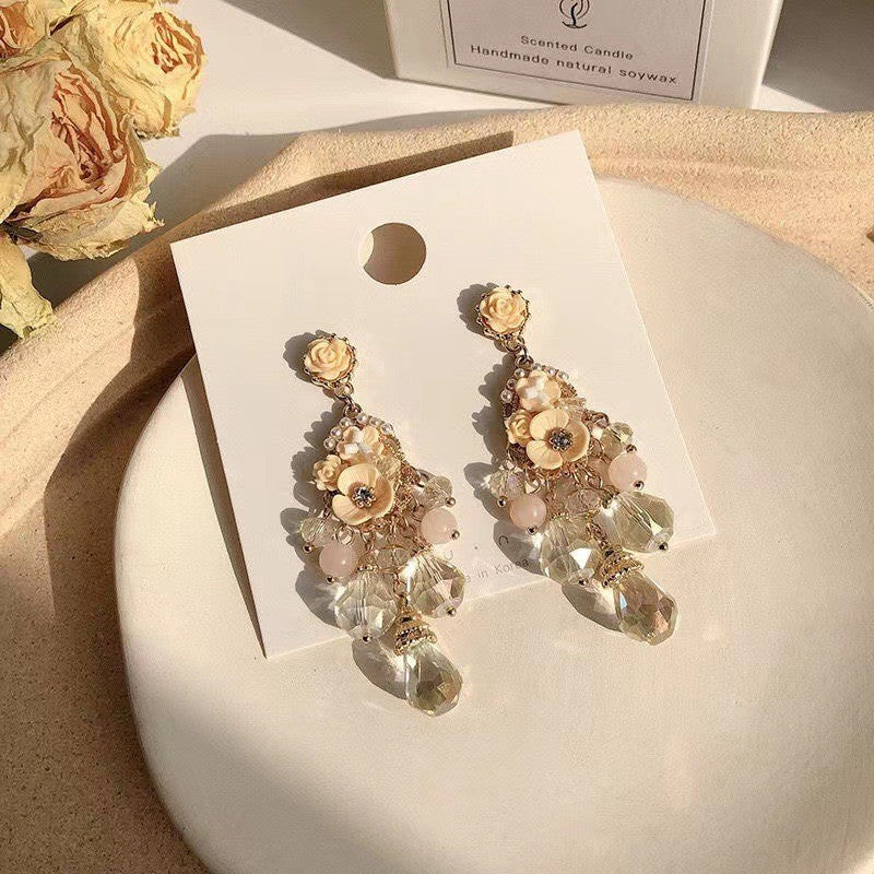 Sterling Silver Needle Light Luxury Tassel Earrings Banquet Style High-grade Long Earrings