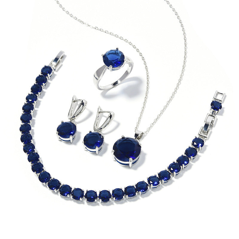 Geometric Round Earrings Ring Bracelet Necklace Ornament Suit