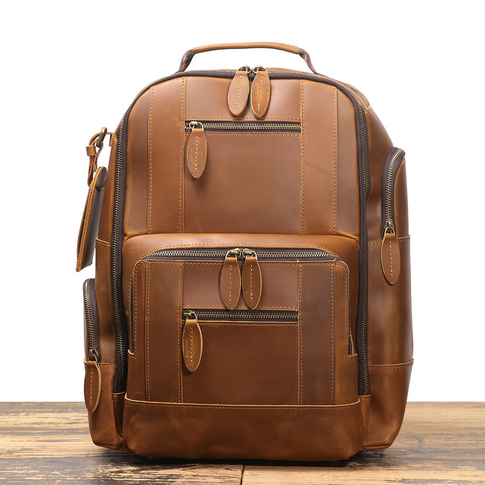 Retro Leather Backpack Trolley Case