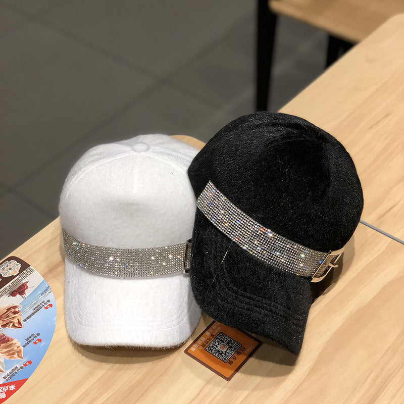 Street Fashion Diamond Baseball Korean Fashion Winter Warm Outdoor All-matching Peaked Cap