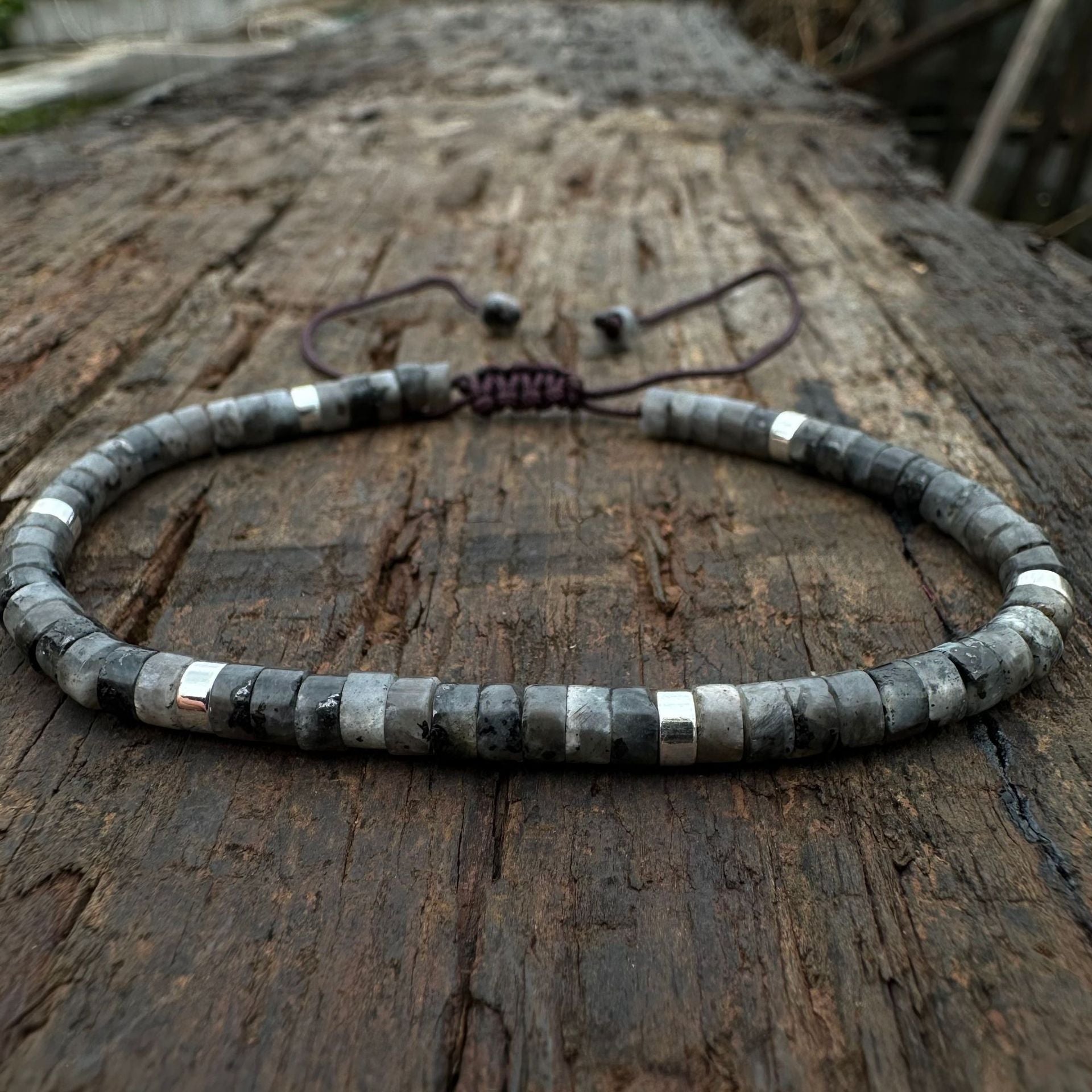 Natural Stone Flat Beads Bracelet Single Circle Malachite
