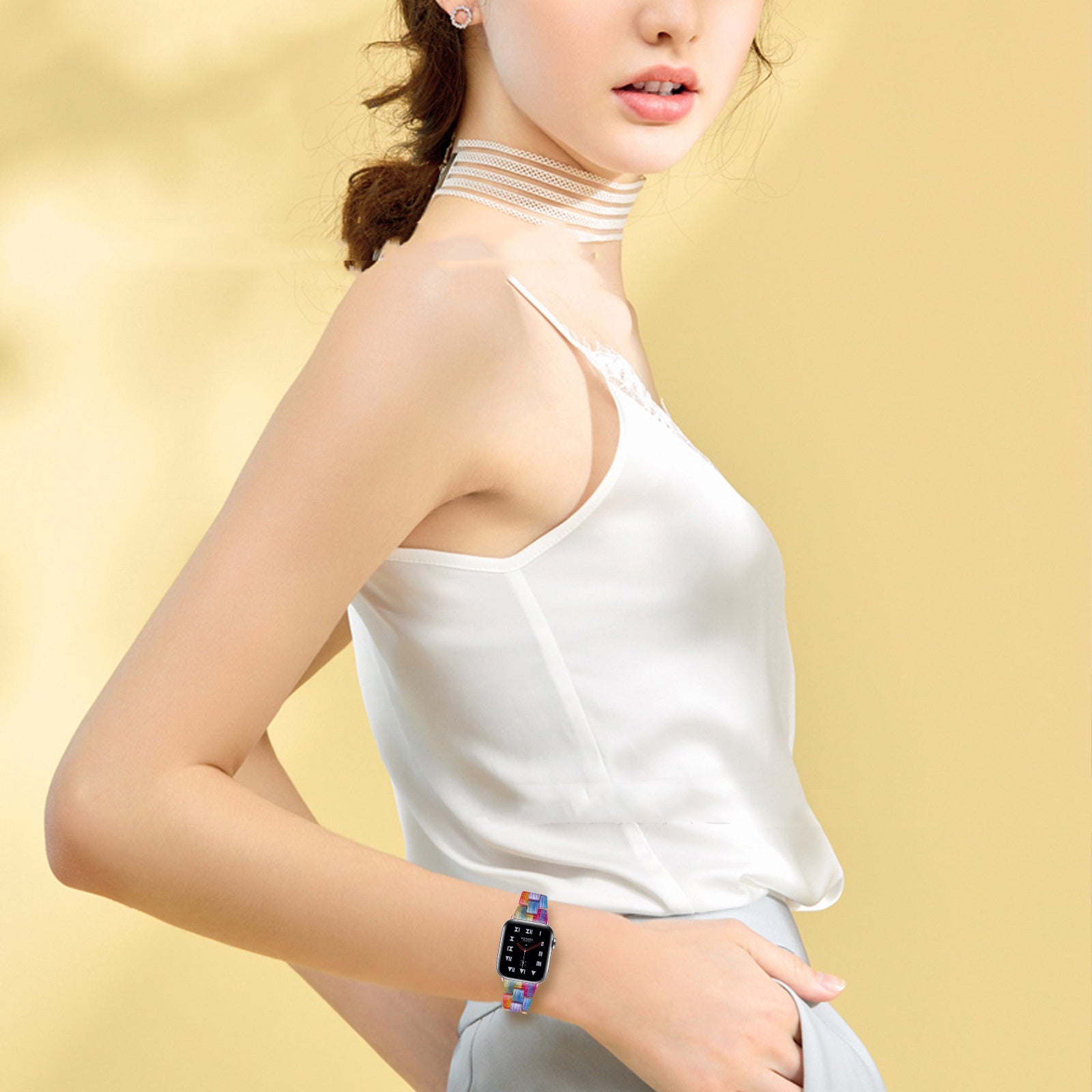 Smart Slim Resin Three Bead Stainless Steel Watch