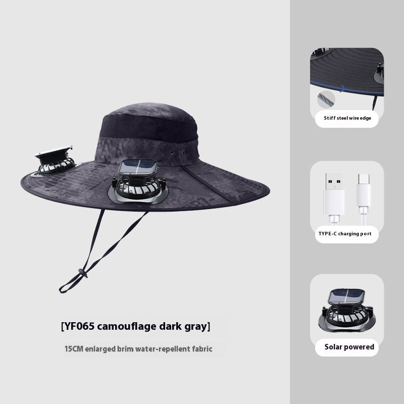 Solar Sunshade Cap With Fan Men's Outdoor Mountaineering Fishing Hat