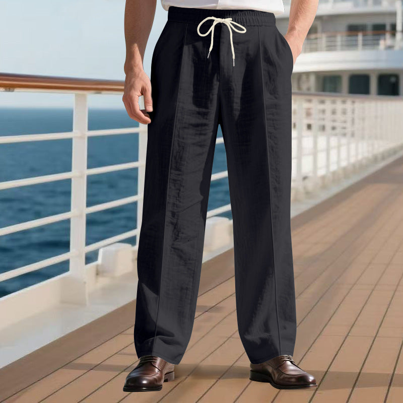Loose Breathable Linen Leisure Men's Simplicity Trendy Loose Beach Pants