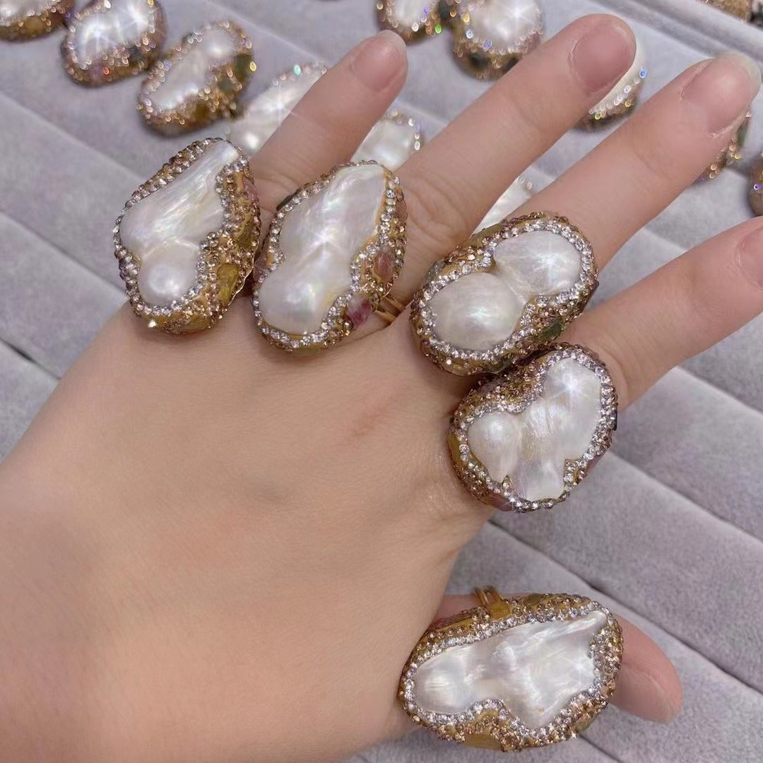 Pearl Necklace Ring Suit Bride Ornament