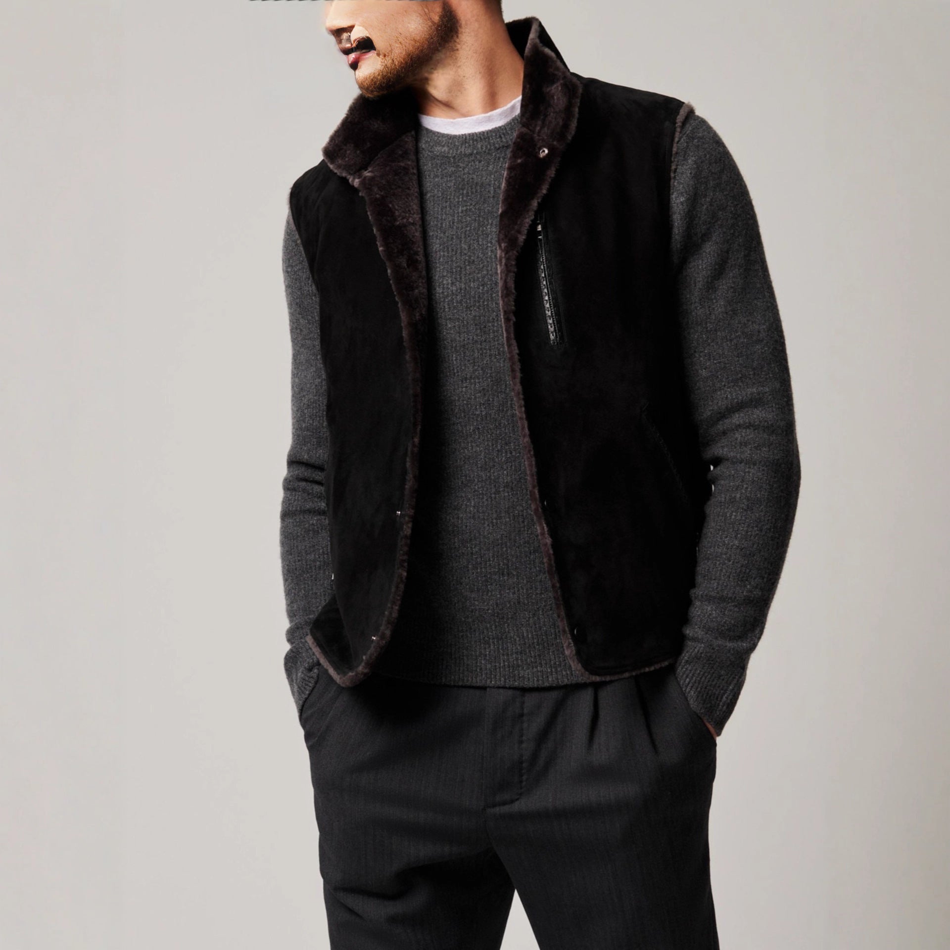 Autumn And Winter Fur Integrated Single-breasted Pocket Turn-down Collar Coat