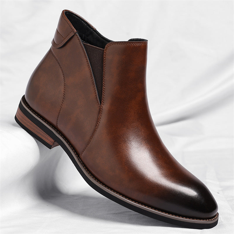 Mens Retro High-Top Formal Short Leather Boots
