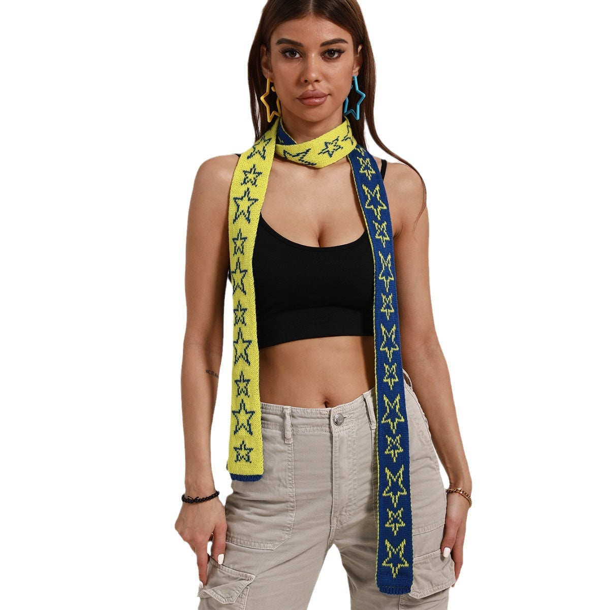 Fashion Casual All-match Five-pointed Star Knitted Women's Scarf