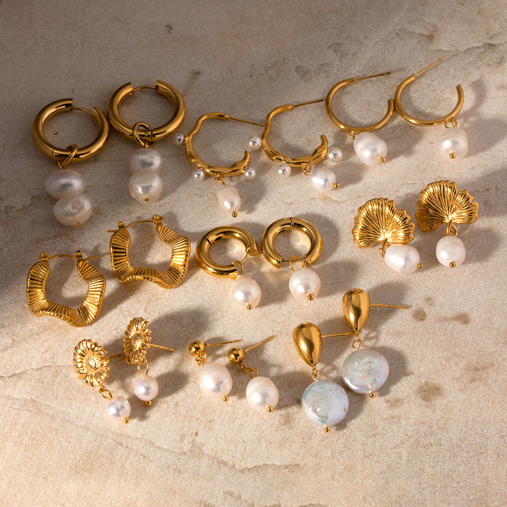 Stainless Steel Water Pearl Earrings