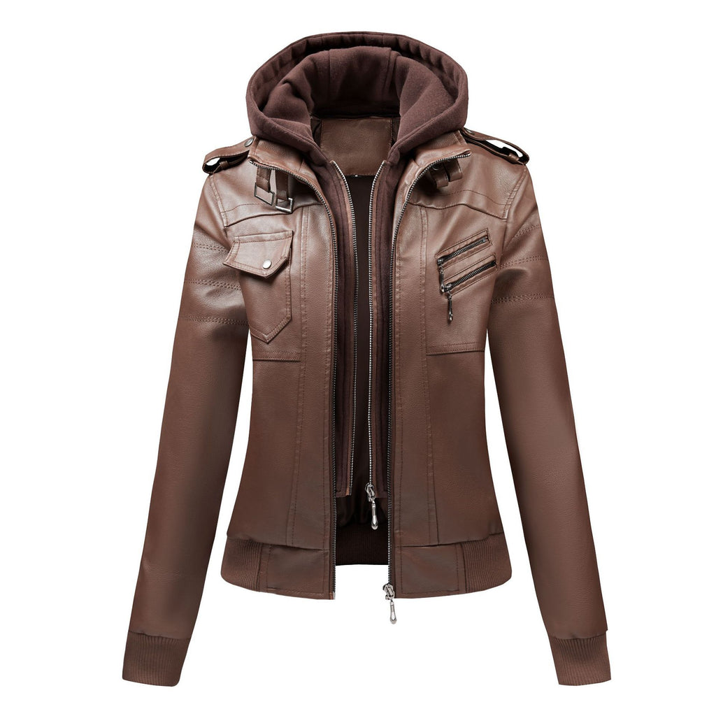 Large Size Women's Artificial Leather Women's Motorcycle Jacket American Style