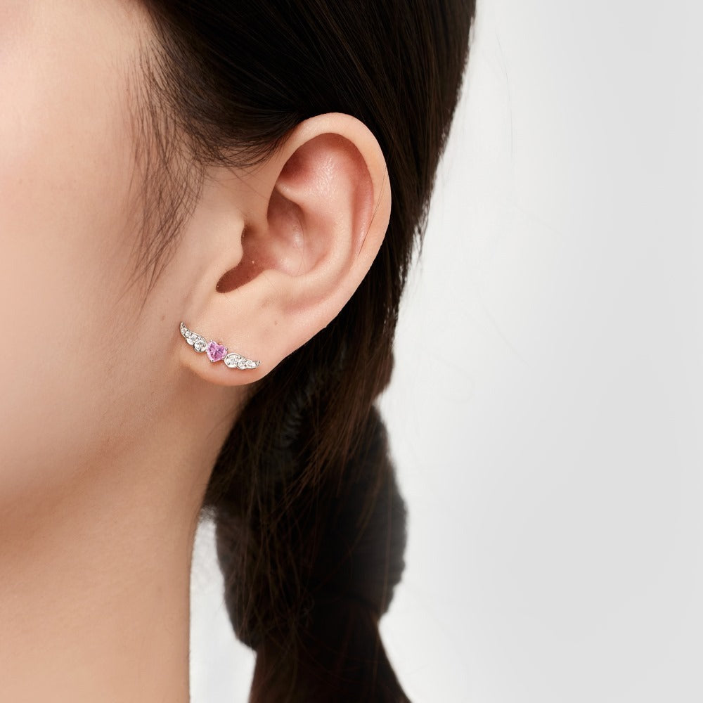 Heart-shaped Zircon Japanese And Korean Light Luxury Personality Wild Earrings