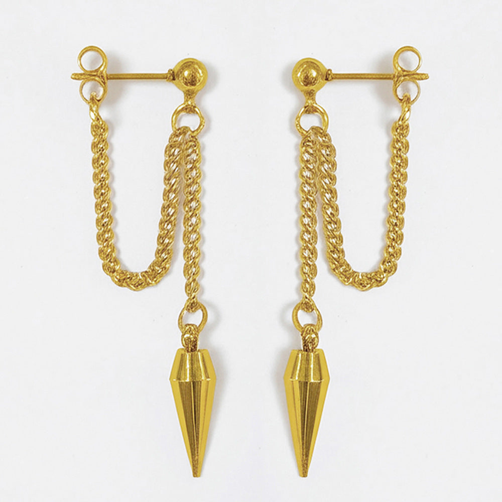 Personalized Long Ear Studs Simple Rivet Chain Cold Style