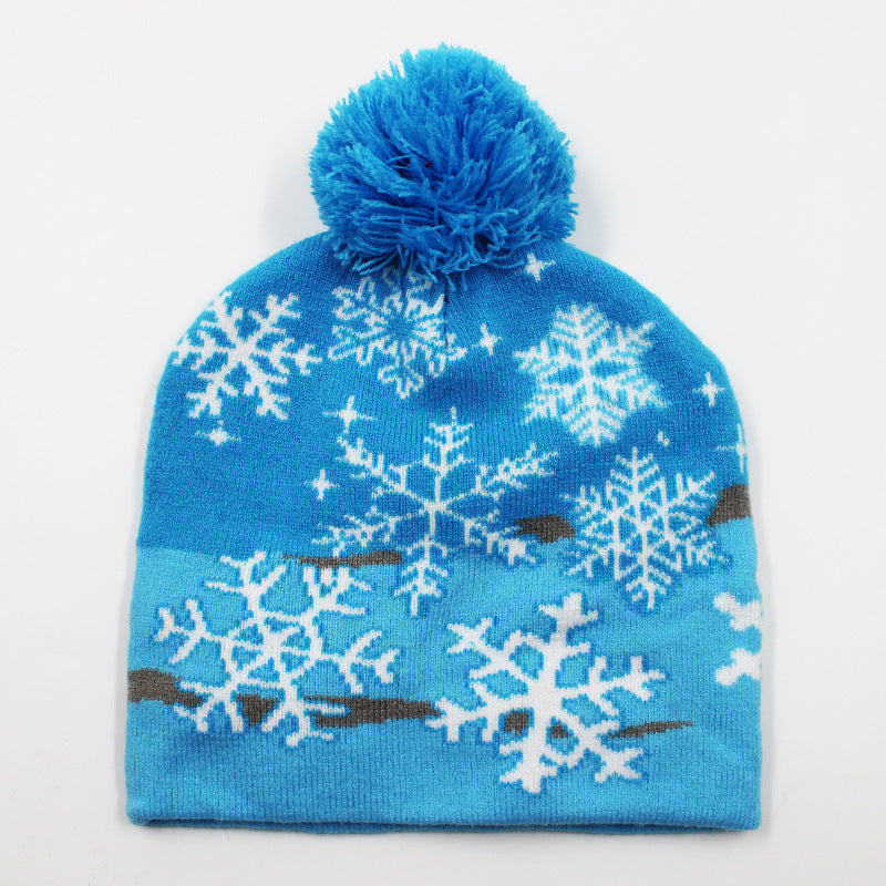 Holiday Party Christmas LED Luminous Knitted Jacquard Knitted Hat