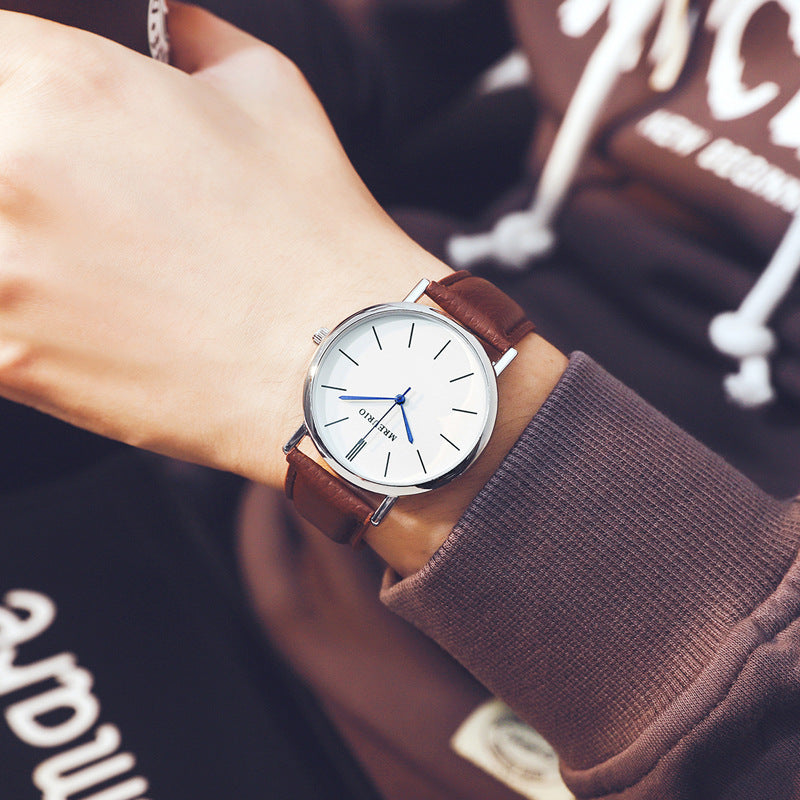 Fashion Large Dial Watch Men's Stitching Belt