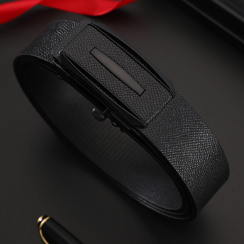 Men's Leather Belt Toothless Automatic Buckle Belt