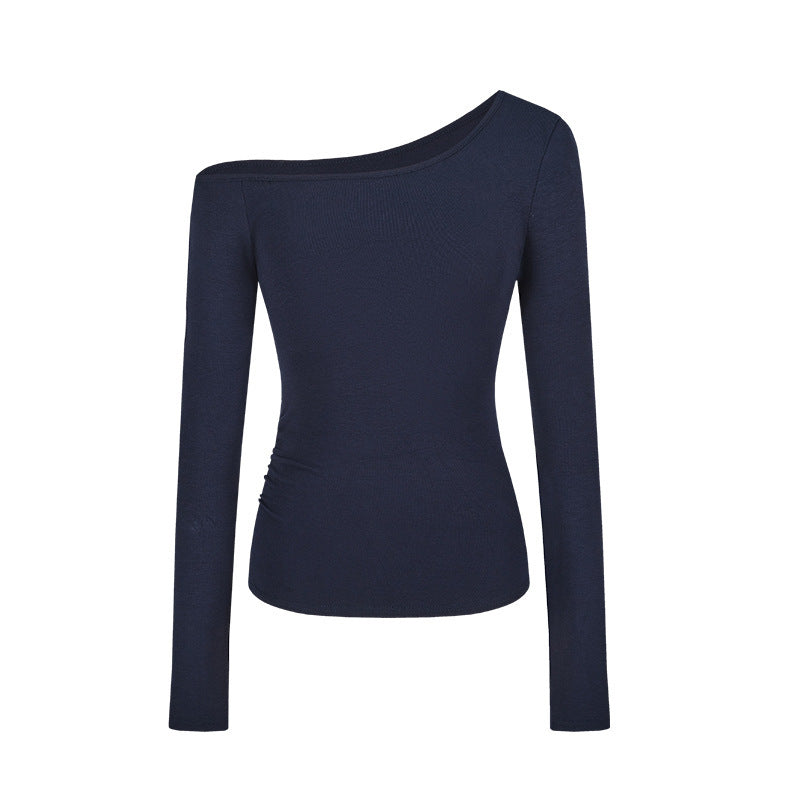 Pure Hot Girl Slim-fit Slimming And Shoulder Hollow Long-sleeved T-shirt Women's Top