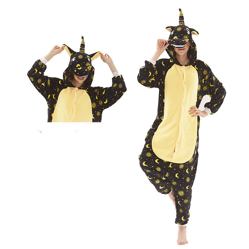 Autumn And Winter Flannel Cartoon Animal One-piece Pajamas