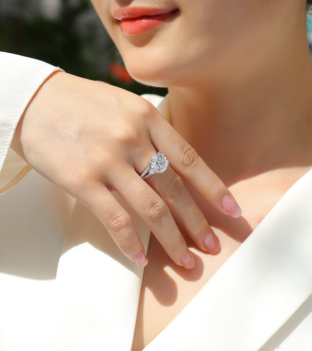 1Elegant Radiance - A Fashionable And Luxurious Jewelry Piece Set With 5-carat Moissanite S925 Sterling Silver And Platinum-plated Diamond Prohibit TikTok sales