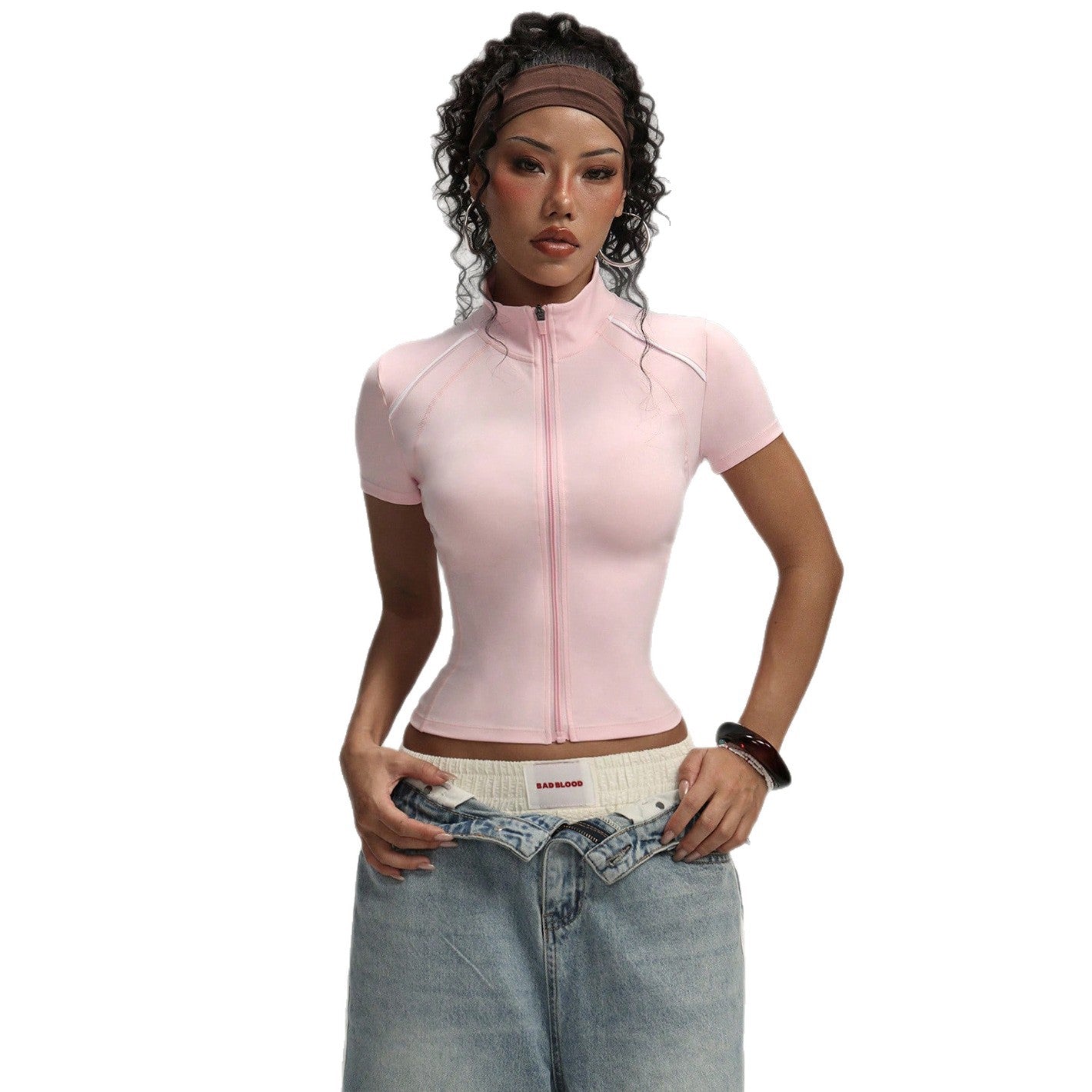 Women's Short Contrast-color Yoga And Fitness Jacket