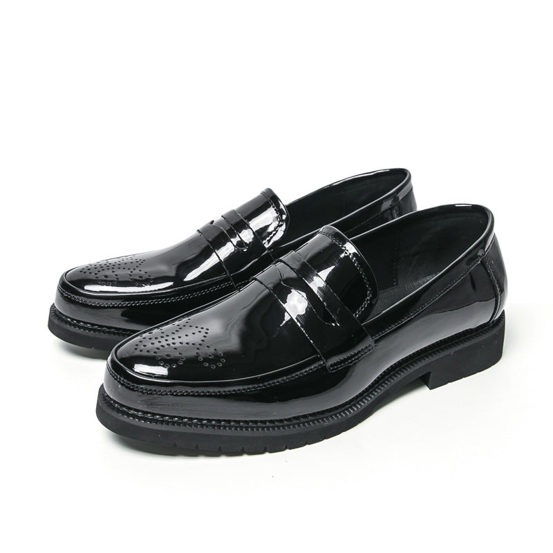 Autumn Men's Glossy Carved Leather Shoes