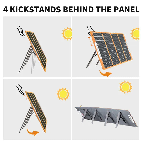 100W 18V Portable Solar Panel;  Flashfish Foldable Solar Charger With  5V USB 18V DC Output Type-C Output Compatible With Portable Generator;  Smartphones;  Tablets And More