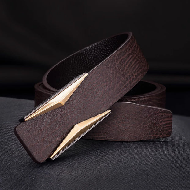 Simple And Elegant Belt Men's Middle-aged Korean Style Smooth Buckle